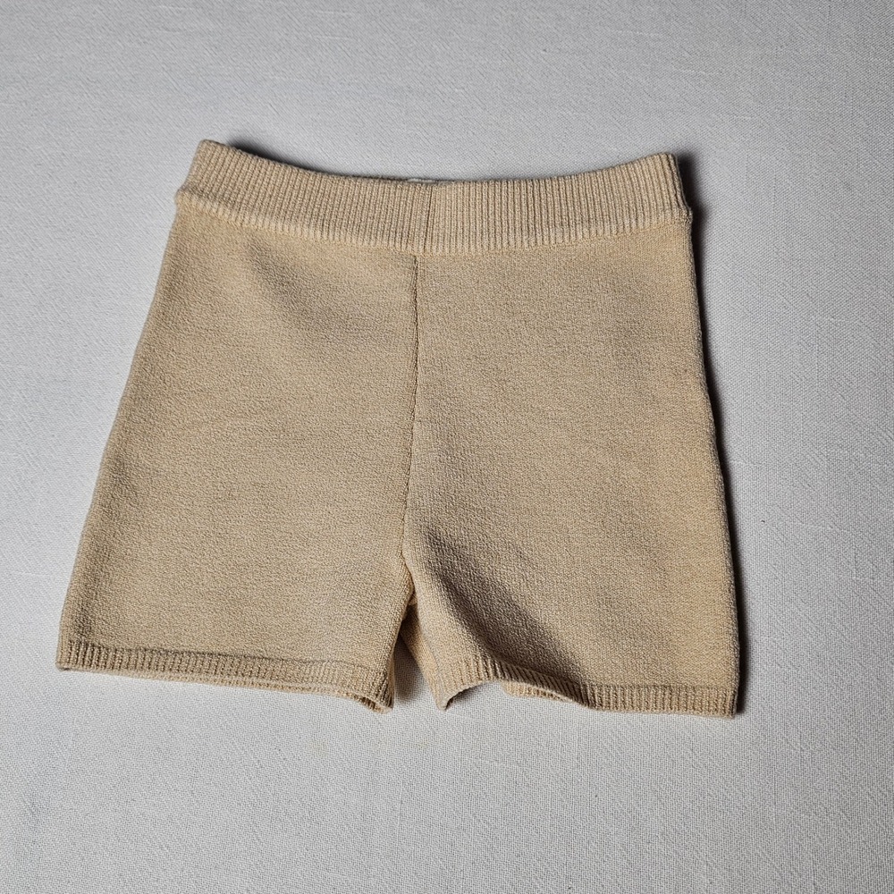 Balm Wears Tan Knit Shorts High Waisted Ribbed Beige Lounge Shorts Small